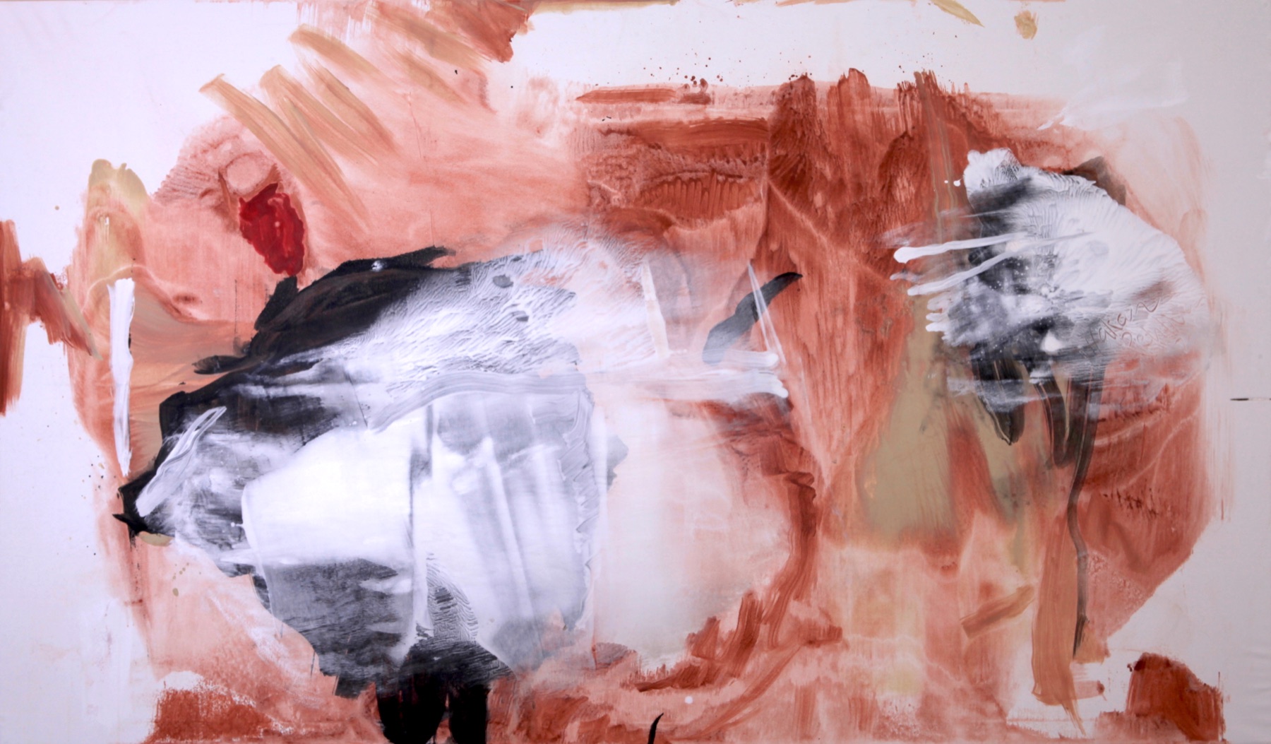 Orange, white and black abstract painting