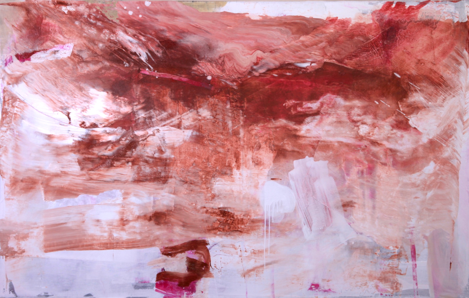 Red and pink abstract painting by Hakan Pehlivan
